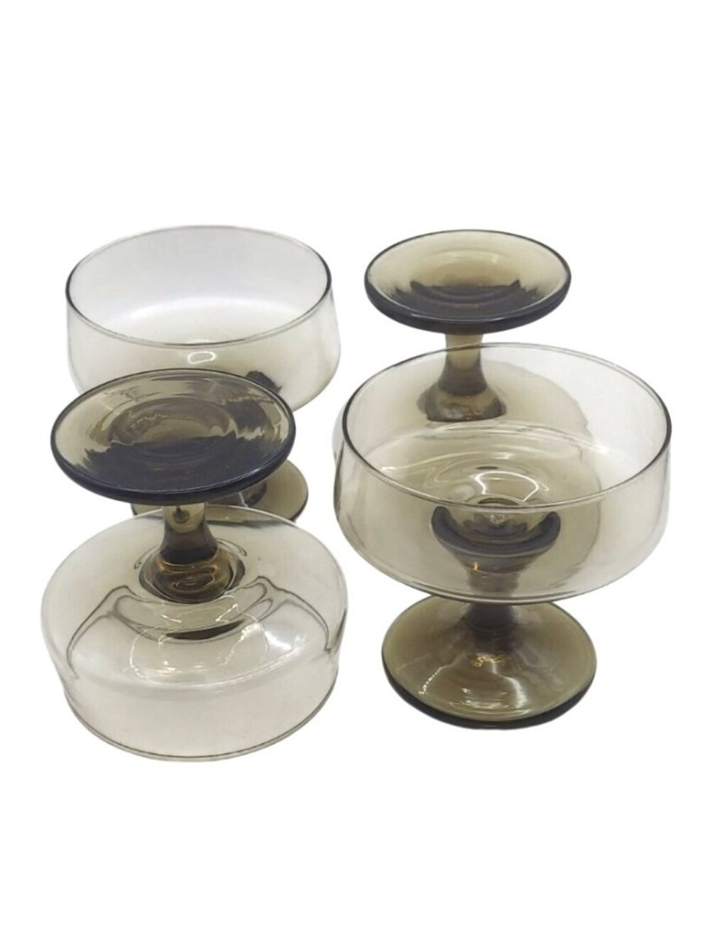 Libbey Tawny Accent Smoky Brown Champagne Coupe Glasses Set Of 4 Vintage 70s - Picture 7 of 8